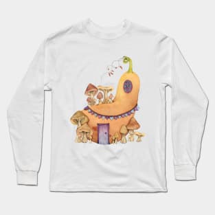 Pumpkin House with Mushrooms Long Sleeve T-Shirt